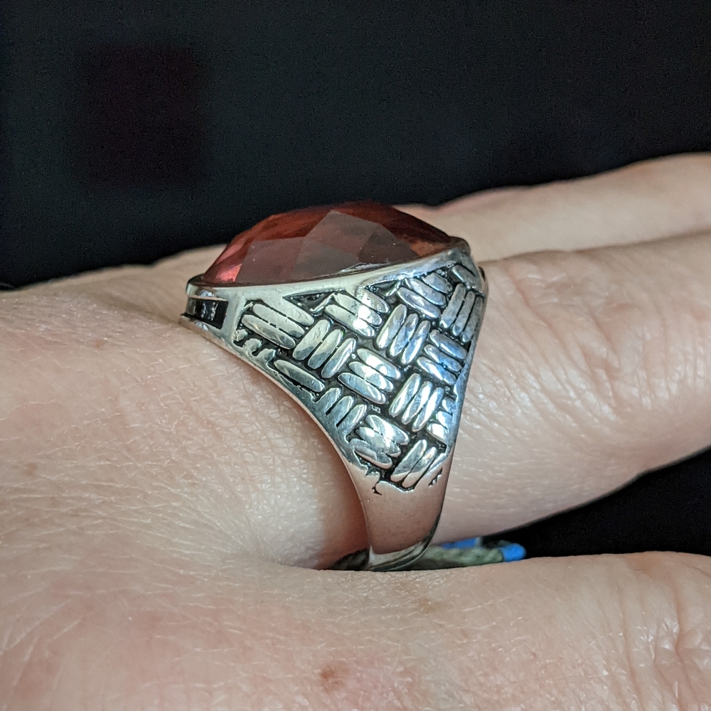 Green & Orange Alexandrite, 925 Silver Men's Ring - Picture 8 of 9